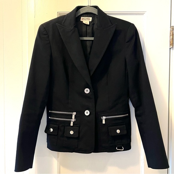 🤩 LIKE NEW MK Michael Kors Black Blazer Jacket Women’s Size 4 - Picture 1 of 14